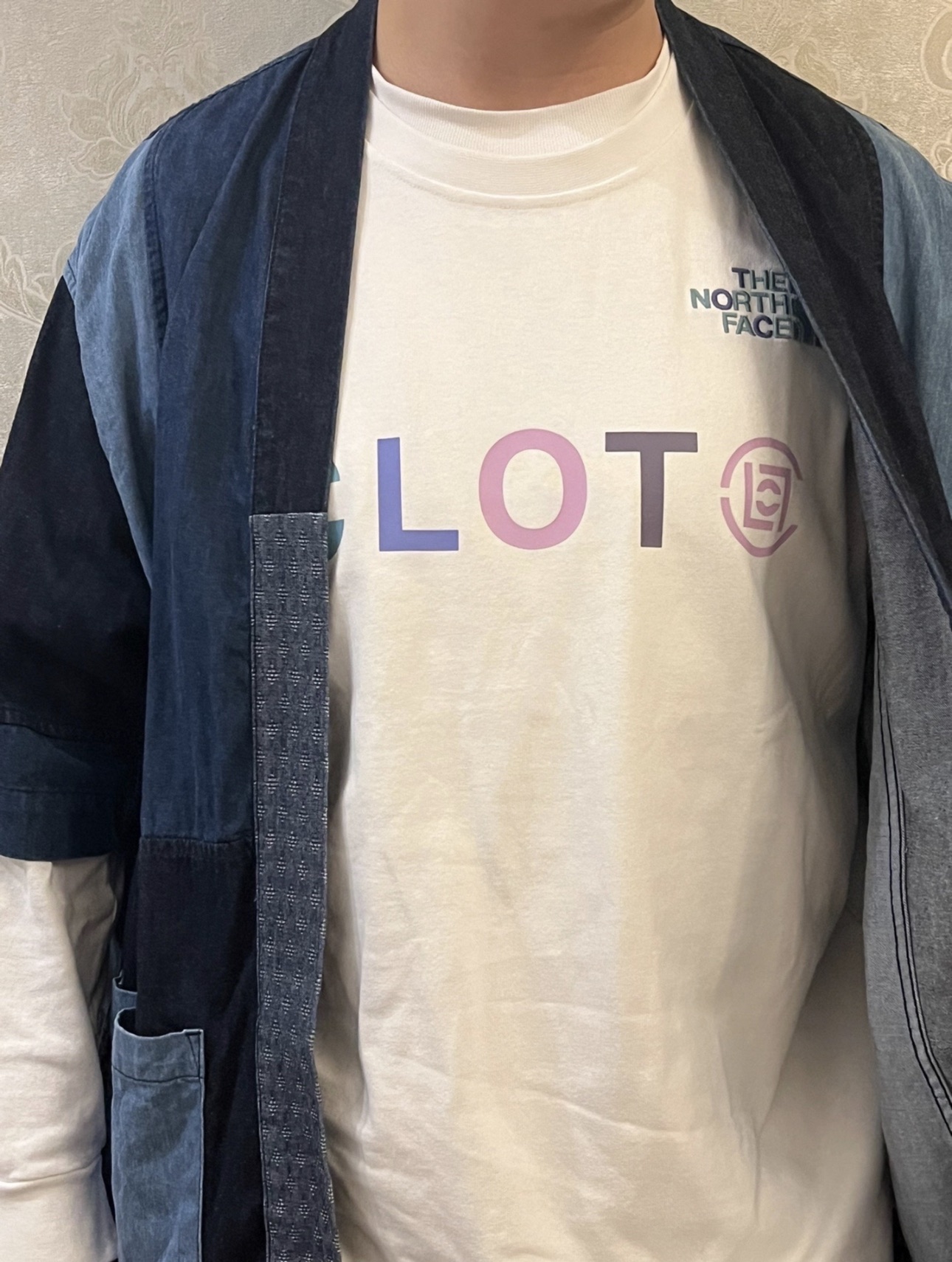 上身素材# The North Face x CLOT 联名款SS23 字母印花户外舒适透气圆领短袖T恤