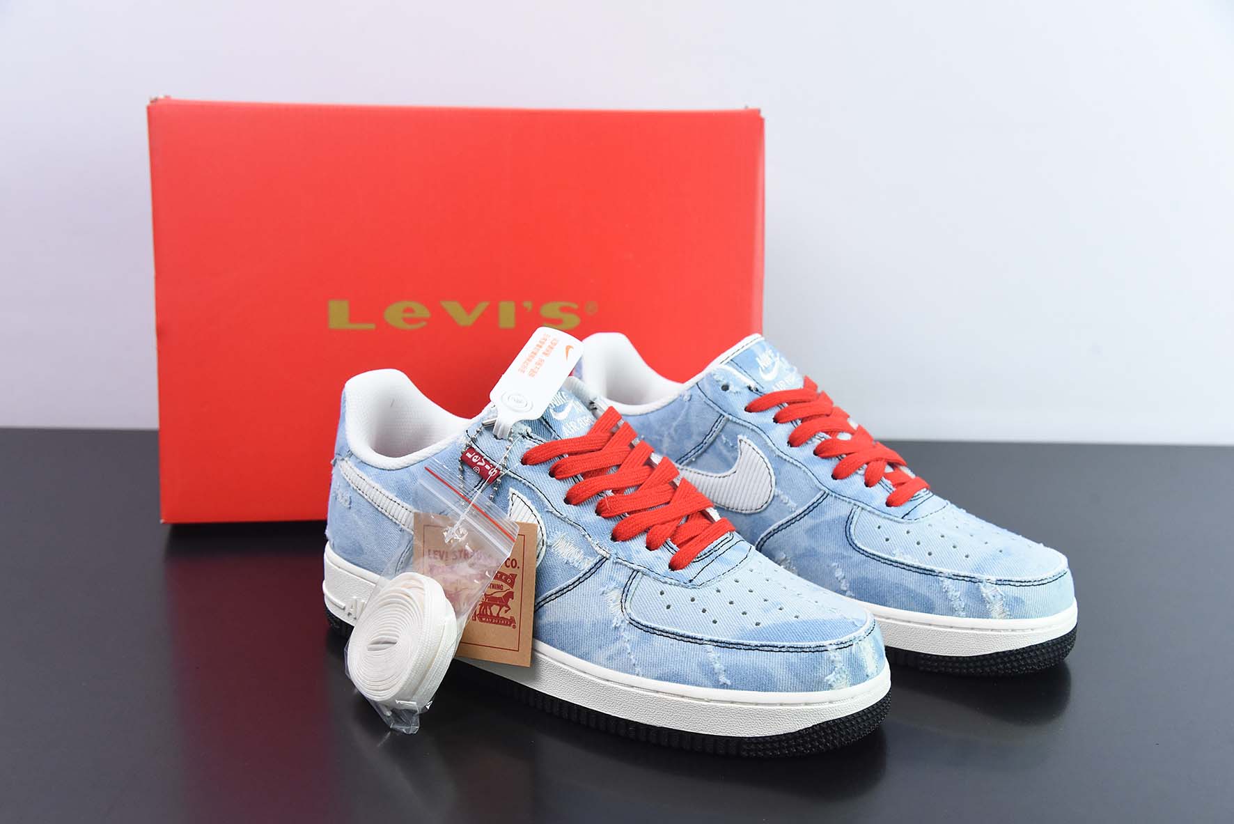 Nk Air Force 1 Low 李维斯联名 牛仔布空军一号低帮休闲板鞋 货号:LE5050-012