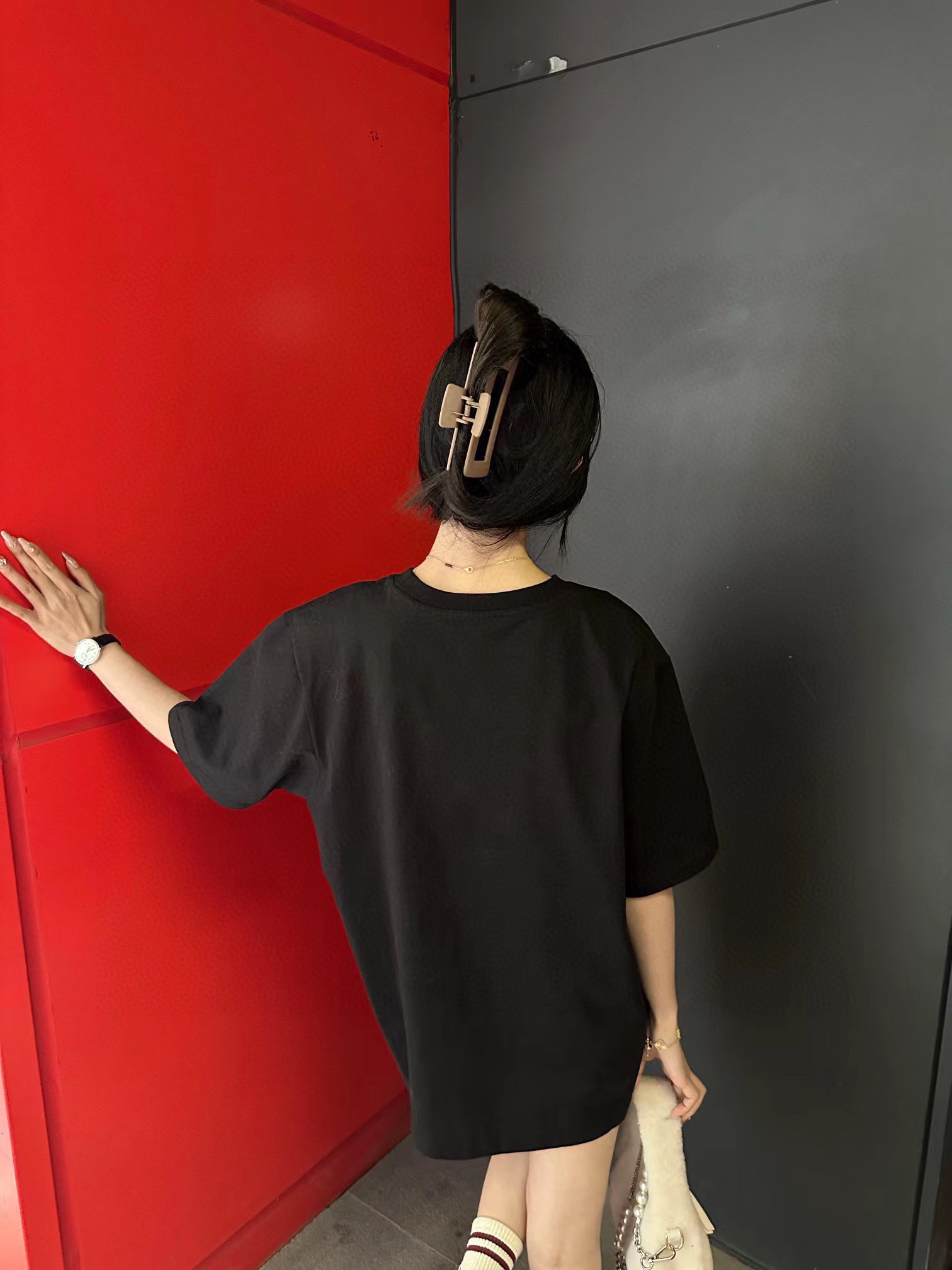 上身素材# Prada/普拉达 小字母印花圆领短袖