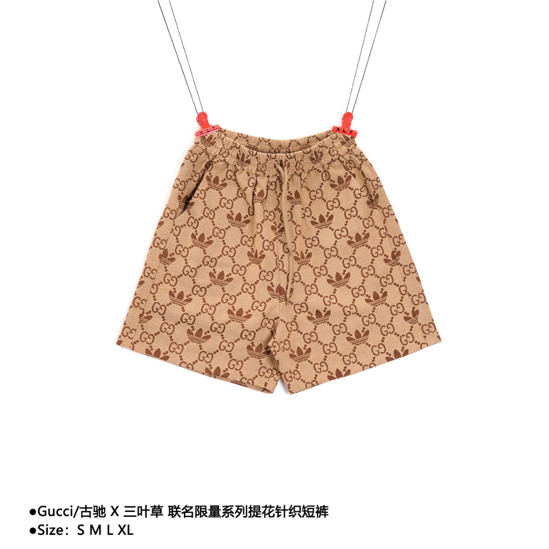 💰190
Gucci/古驰 X 三叶草 联名限量系列提花针织短裤
Size：S M L XL

定制logo标识面料
双品牌形象提花
定制全新标签辅料

款式编号：K-56056056020