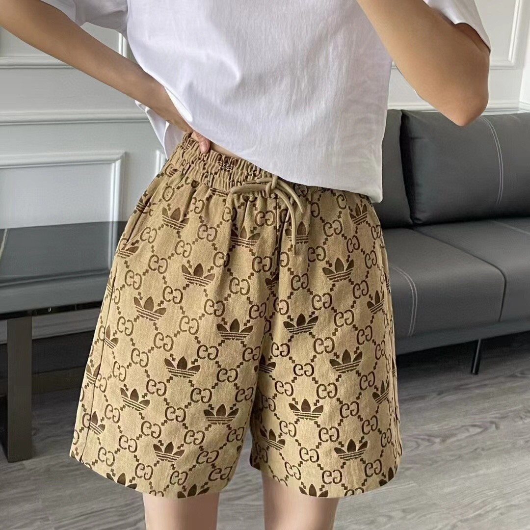 上身素材# Gucci/古驰 X 三叶草 联名限量系列提花针织短裤