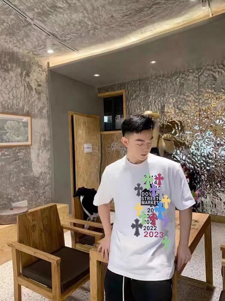 上身素材# Chromehearts/克罗心 流体梵文发泡印花短袖T恤