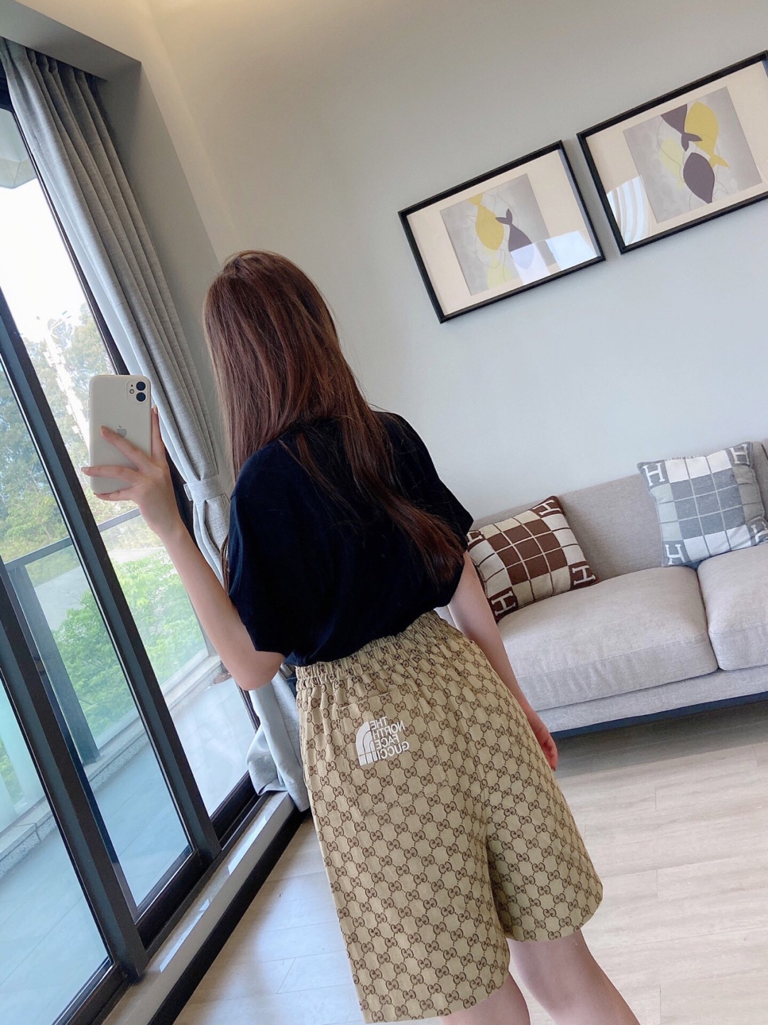 上身素材# Gucci/古驰 联名TNF 提花休闲短裤