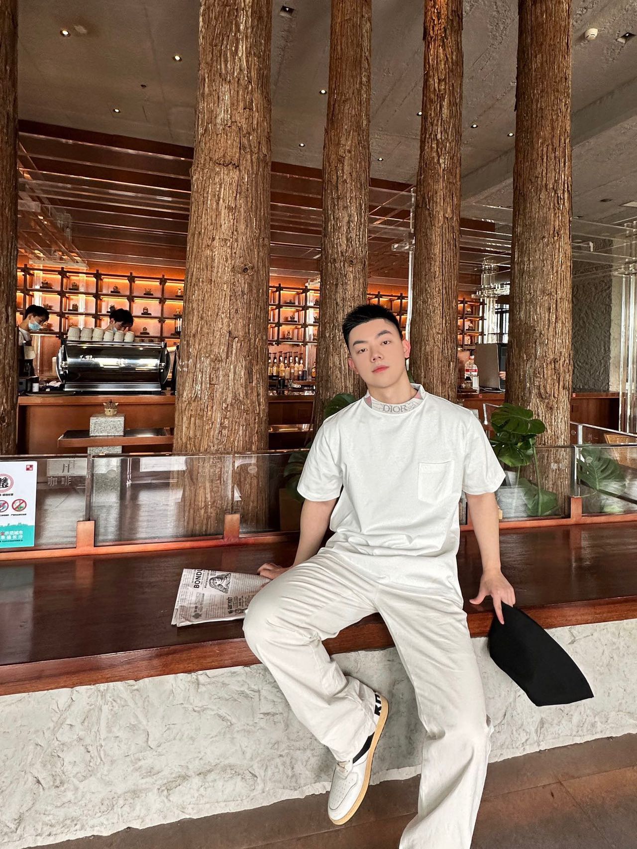 上身素材# Dior/迪奥CD 23SS 针织提花领口口袋短袖 T恤