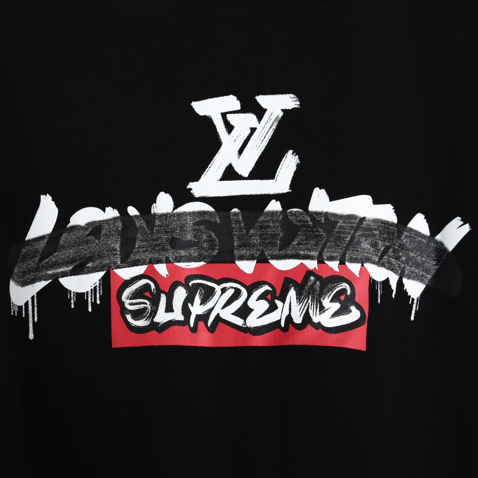 170 Louis vuitton X supreme 2023 路易威登SUP联名涂鸦印花圆领短袖T恤