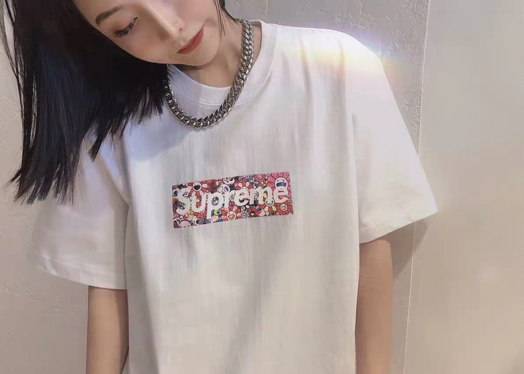上身素材# Supreme 20SS Takashi村上隆 COVID-19 Box Logo Tee赈灾慈善短袖T恤