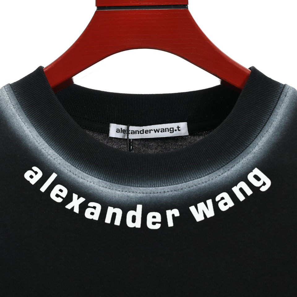 170 Alexander Wang 亚历山大王手工喷墨领口logo印花短袖T恤