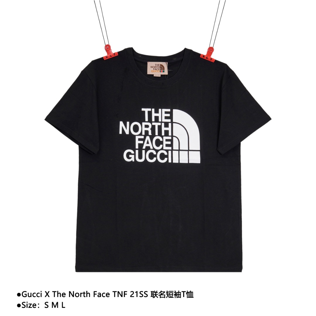 💰110
Gucci X The North Face TNF 21SS 联名短袖T恤
Size：S M L

原版代购购入 定织21支180克单股杏色和红光黑面的OE纱，1✖️1跟缸螺纹！略宽松版型 全棉透气舒适，胸口杏色和其他颜色印花材料不同，有一定区分，只买一件原版的肯定出错，具体看细节分析

款式编号：A-560560512