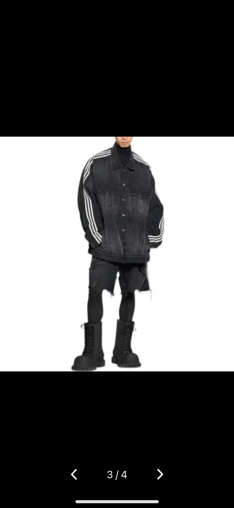 上身素材# Balenciaga x adidas 联名款SS23 条纹边宽松破洞牛仔短裤