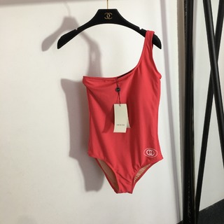 款号202ezdjs84 Gucc*新款 双G字母印花单肩连体泳衣（带胸垫），玫红色，黑色，S-XL，19367643bqdzze0