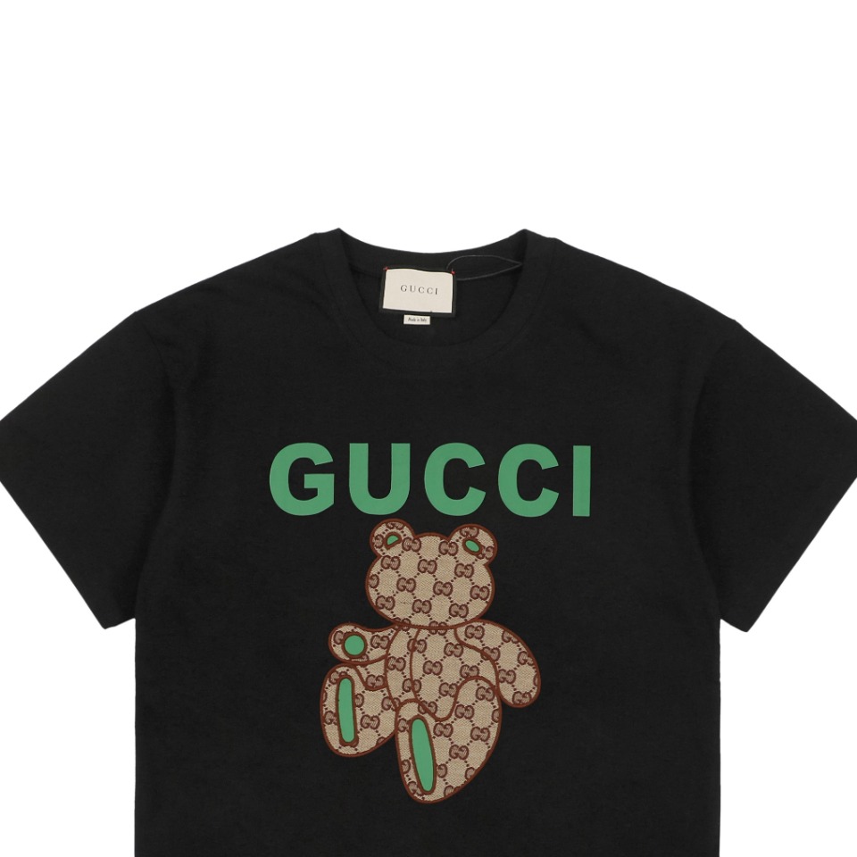 170 Gucci/古驰 23ss 靠背熊贴布绣短袖 面料采用260克重精梳棉