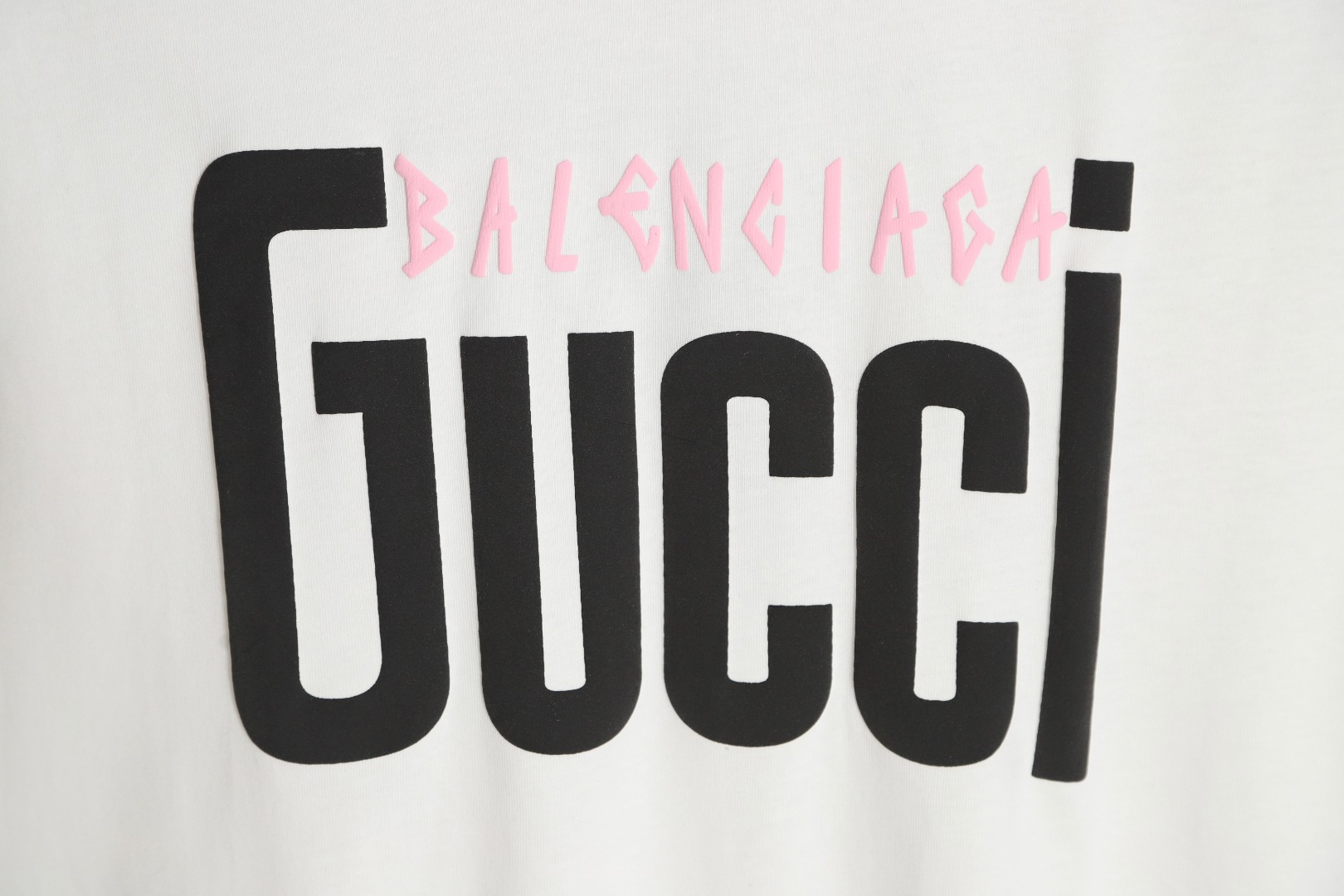 170 Balenciaga gucci 巴黎世家古驰联名 粉色发泡字母印花短袖