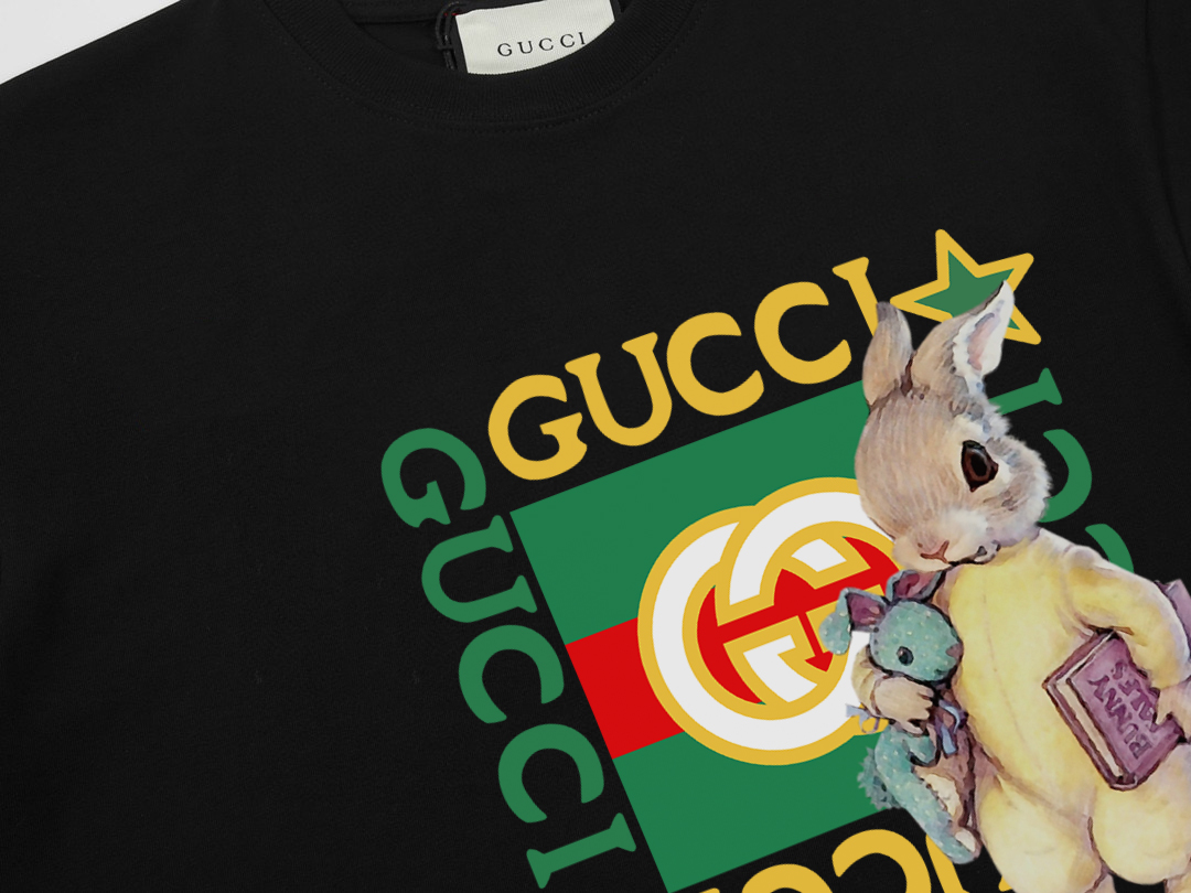 Gucc/古驰 书本兔系列短袖T恤 黑色