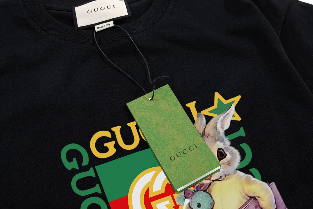 Gucc/古驰 书本兔系列短袖T恤 黑色