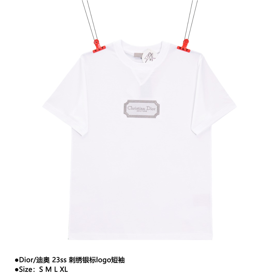 Dior/迪奥 23ss 刺绣银标logo短袖