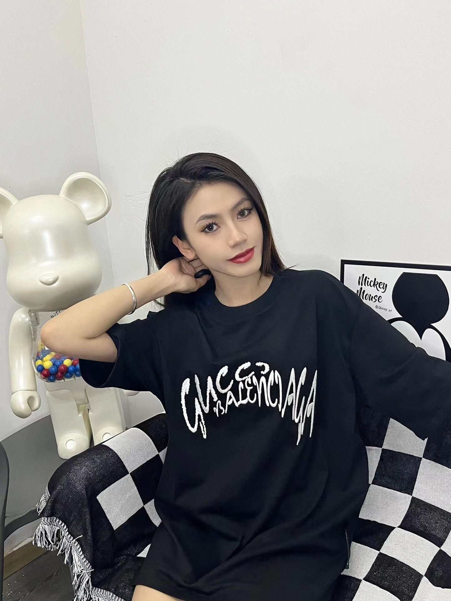 上身素材# Gucci x Balenciaga 联名刺绣Logo短袖T恤