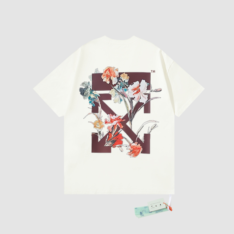 高版本OFF-WHITE 22SS经典花卉箭头短袖