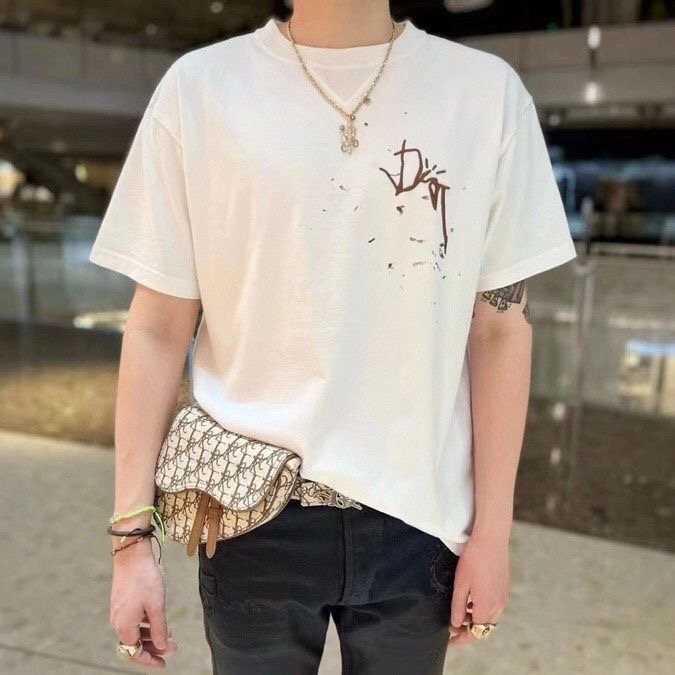 上身素材# Dior/迪奥22ss 联名彩绘泼墨短袖T恤