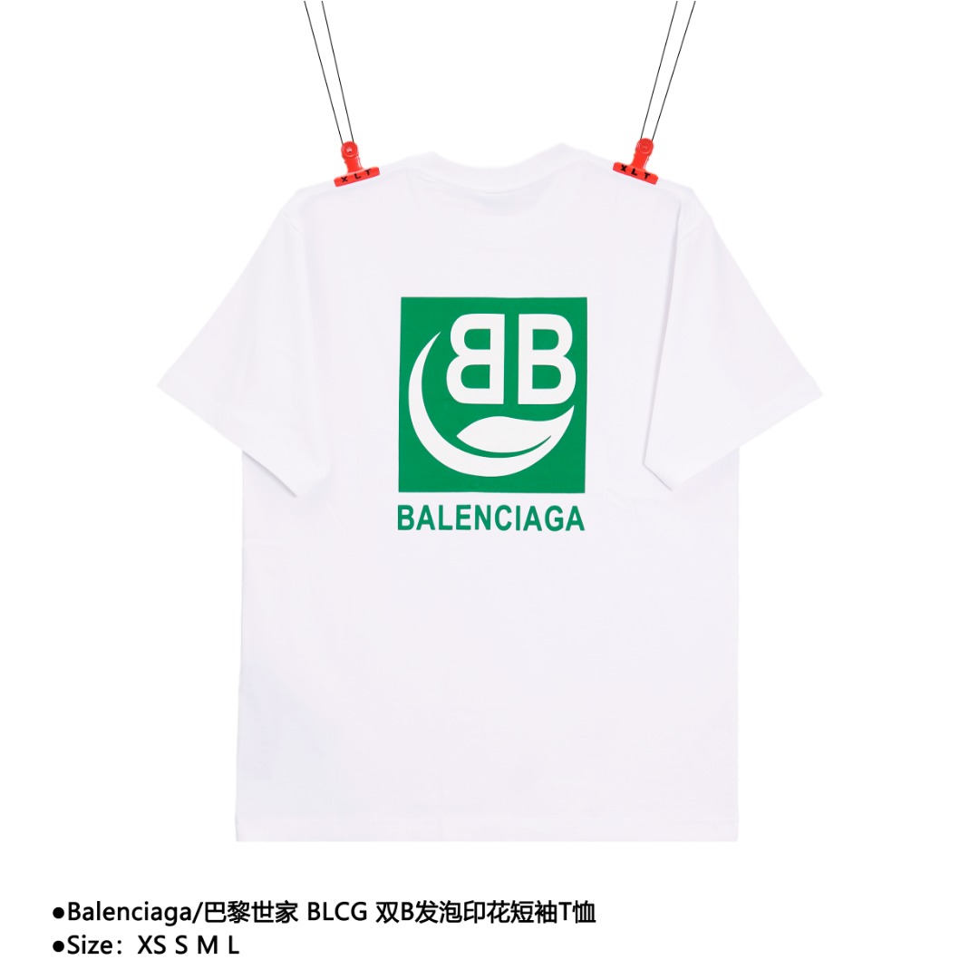 Balenciaga/巴黎世家 BLCG 双B发泡印花短袖T恤 D-5605605616