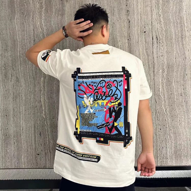 上身素材# Louis Vuitton/路易威登 LV 23ss 爵士乐演奏印花短袖T恤