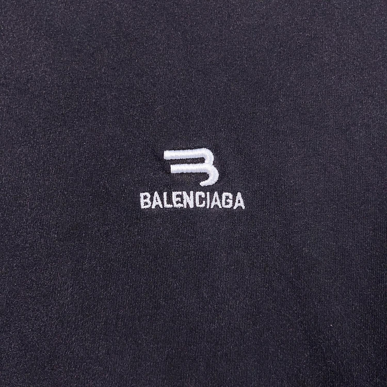 高版本BALENCIAGA/巴黎世家 半B经典LOGO刺绣洗水做旧短袖T恤