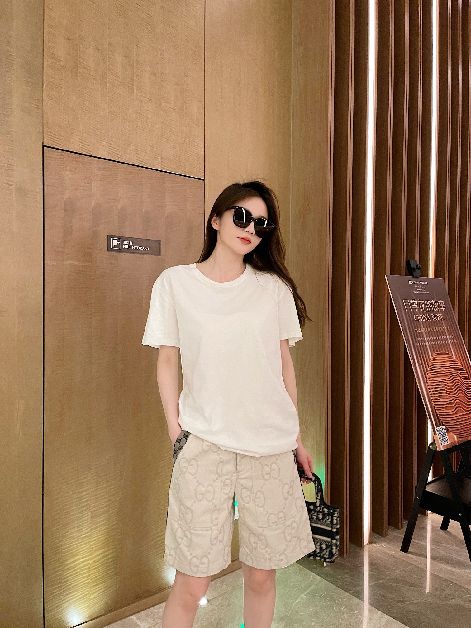 上身素材# Gucci/古驰 22ss 满印提花织带牛仔短裤