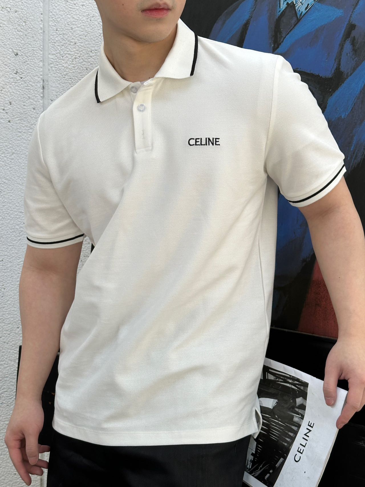 Celine Abbigliamento Polo T-Shirt Ricamo Maniche corte