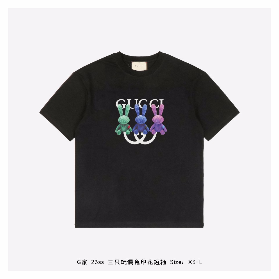 170 Gucci/古驰 23ss 三只玩偶兔印花短袖