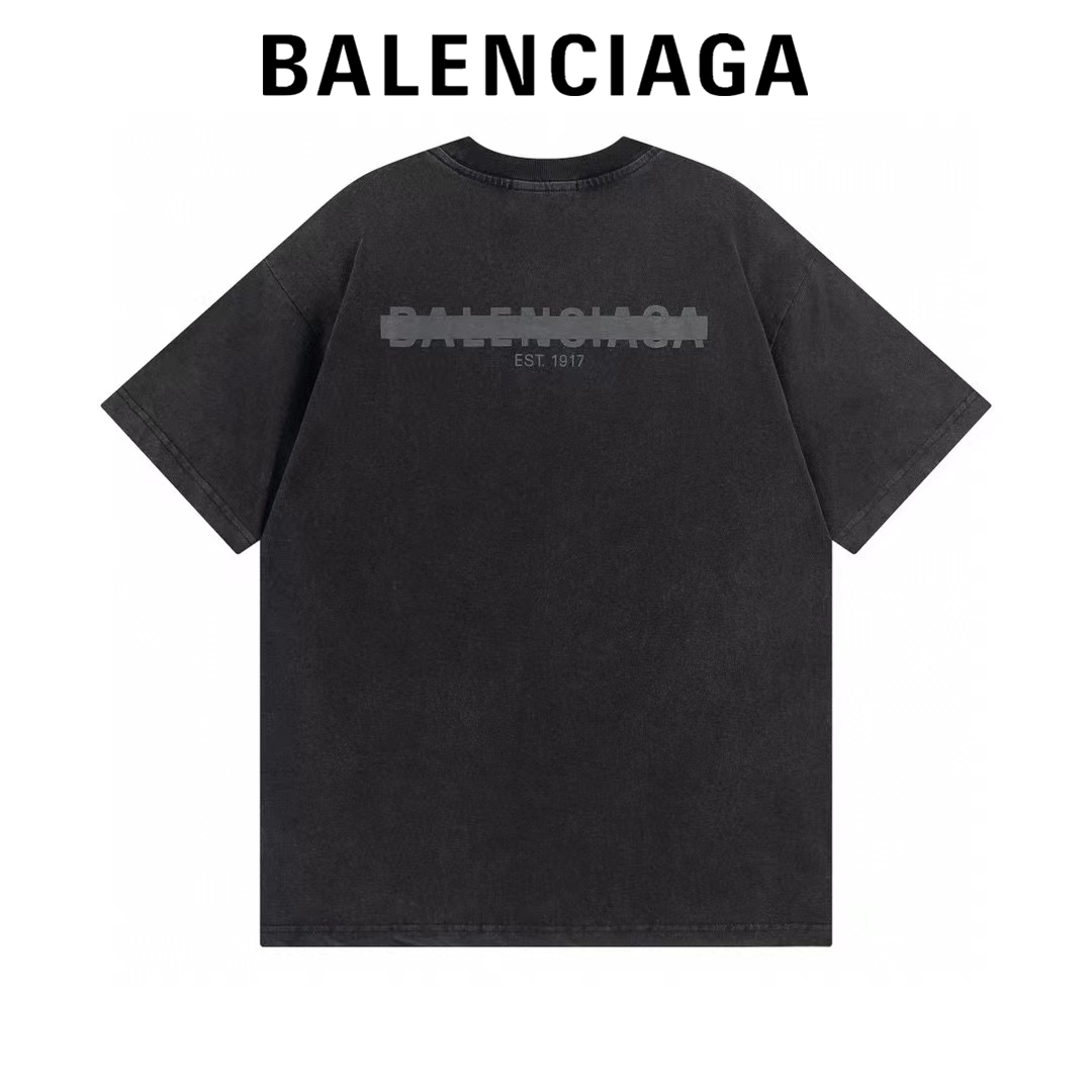 170 高版本BALENCIGA巴黎世家 封条字母水洗做旧短袖