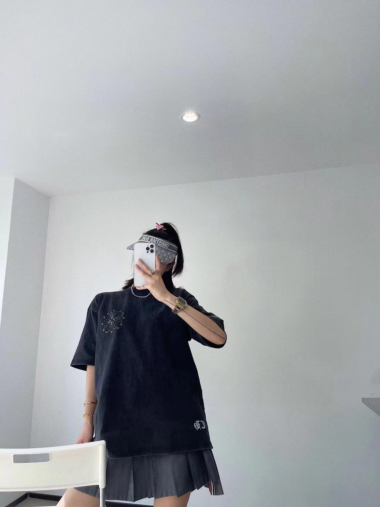 上身素材# Chrome Hearts/克罗心 22ss 铆钉梵文十字架短袖