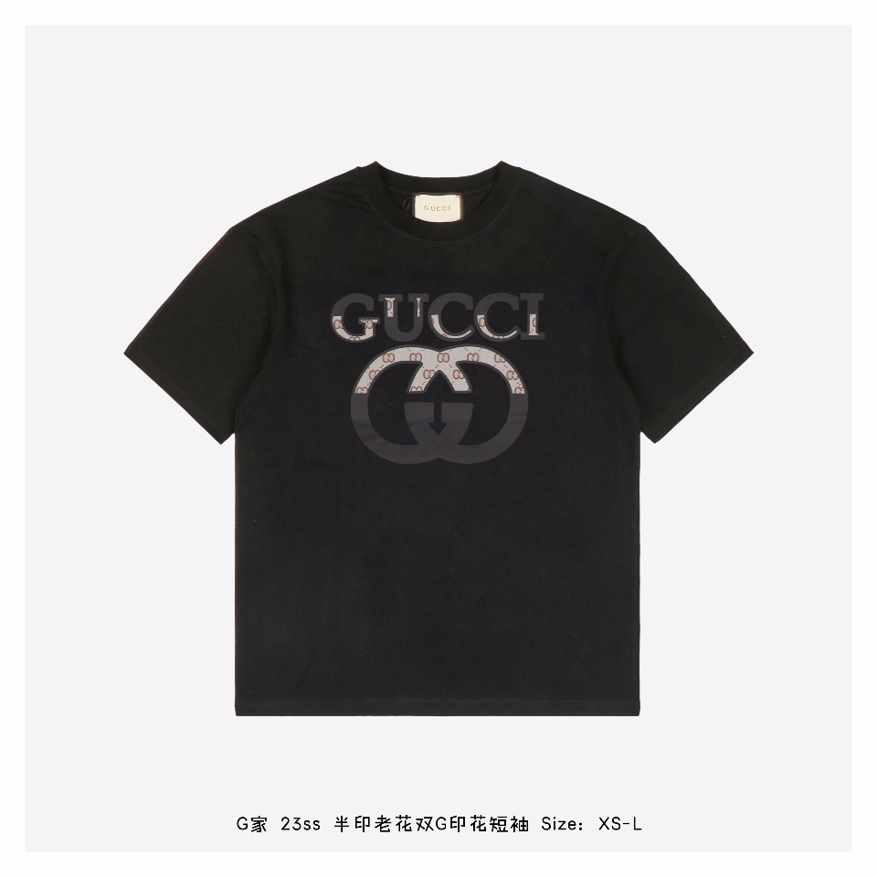 170 Gucci/古驰 23ss 半印老花双G印花短袖