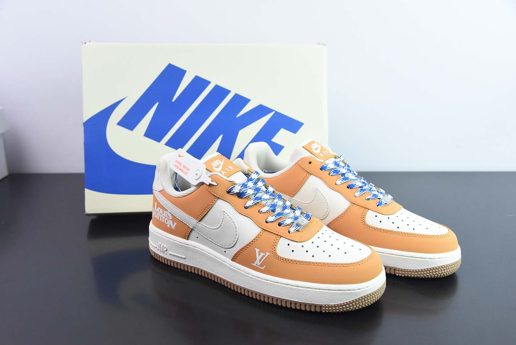 NK Air Force 1 07 LV8"Beige/Yellow LV"空军一号经典百搭休闲运动板鞋“黄米白LV印花”HX123-008