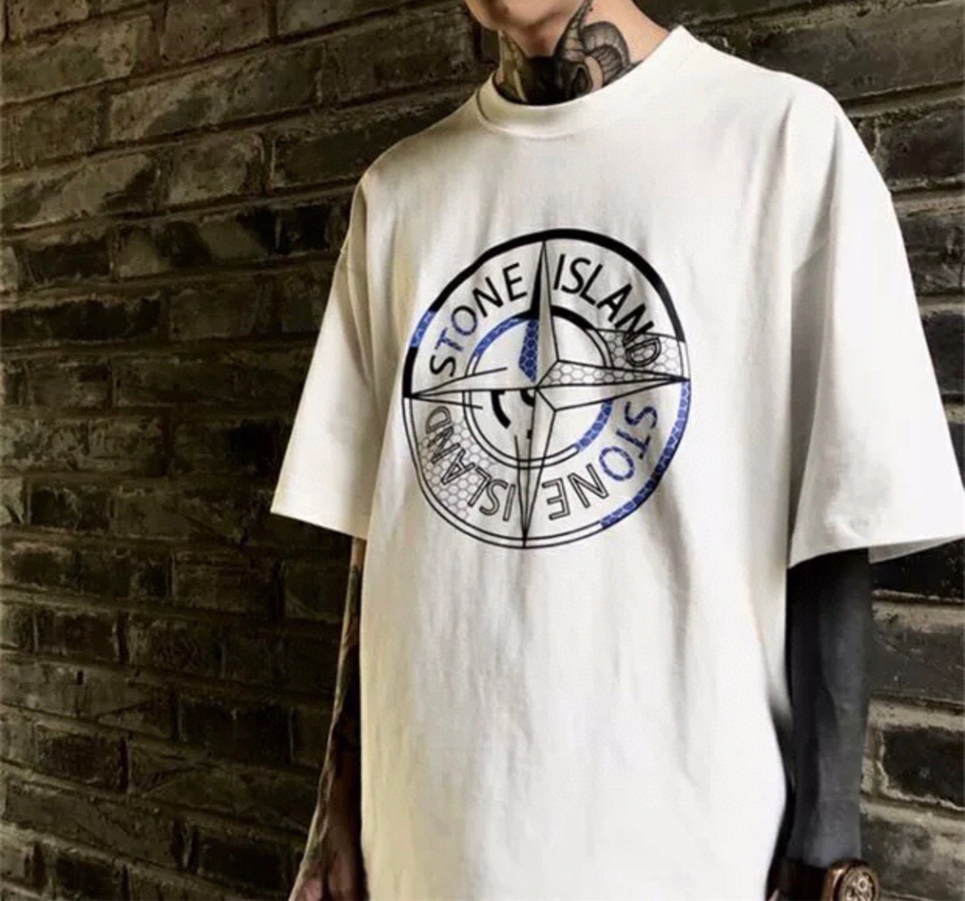 上身素材# Stone island/石头岛 网格罗盘印花短袖
