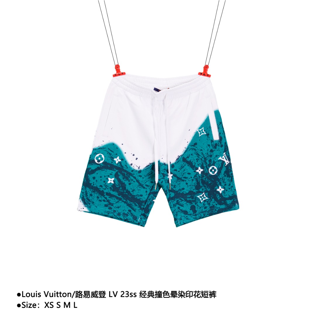 Louis Vuitton/路易威登 LV 23ss 经典撞色晕染印花短裤 标识结合高品质 专柜同步上新 采用定织定染高克重原版面料,洗水完高达380克 纯棉面料,1-1工艺制作,宽松oversize版型,男女同款,区别市场通货版本 款式编号:FF-56056056019