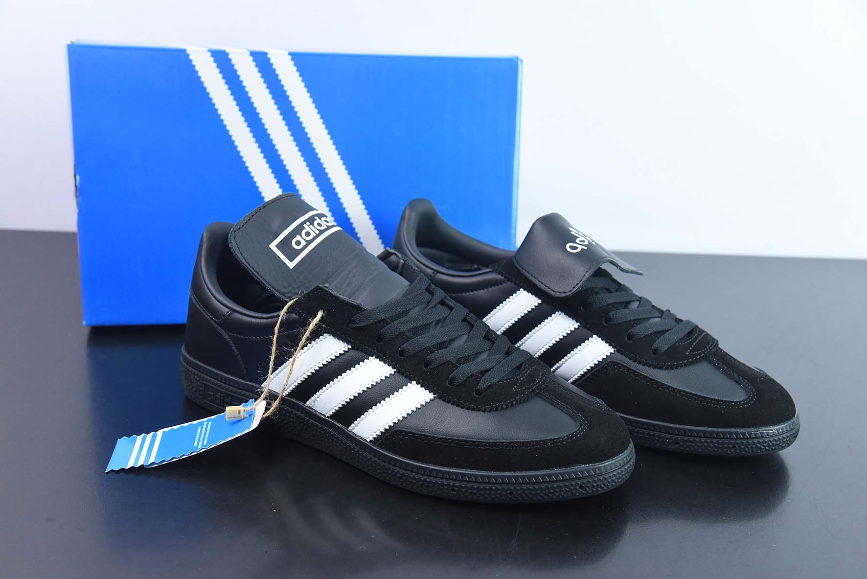 Adidas Handball Spezial"Black"手球运动员系列低帮复古百搭休闲运动板鞋“皮革黑白”HP6695