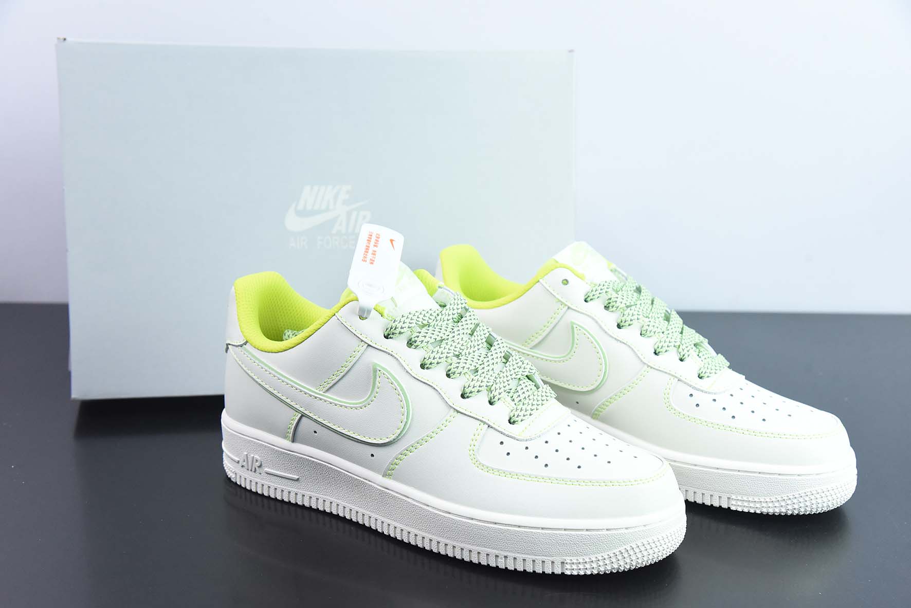 Nk Air Force 1'07 Low 兔八哥白绿满天星 空军一号低帮休闲板鞋 货号:315122-909