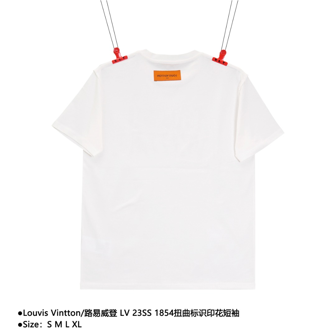 Louvis Vintton/路易威登 LV 23SS 1854扭曲标识印花短袖 夏季限量定制款 经典扭曲字母logo标识,添加1854数字标识,不经意间凸显品牌属性,进口的印花工艺,加上280克的厚重面料,透气舒适不易变形 款式编号:WF-56056056015