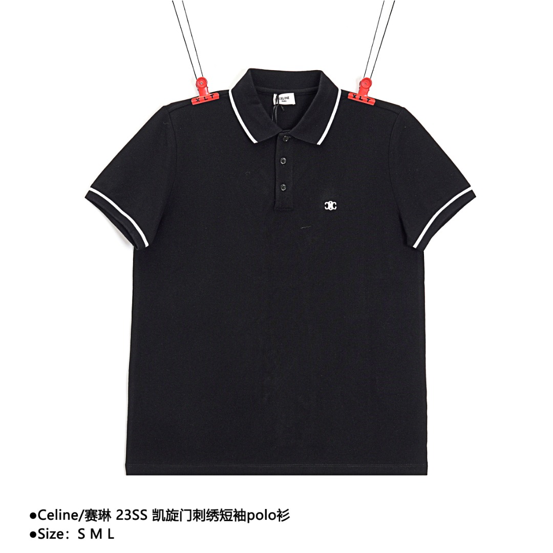 Celine/赛琳 23SS 凯旋门刺绣短袖polo衫 原版杭州国专5100购入,面料采用252克精纺纱线全棉珠地材质,纹路清晰透气,定染75D进口绣花线,采用TAJIMA进口机台加工,定制真贝壳扣,领子+袖口采用进口扁机仿织,细节质感非常好 款式编号:A 56056056018