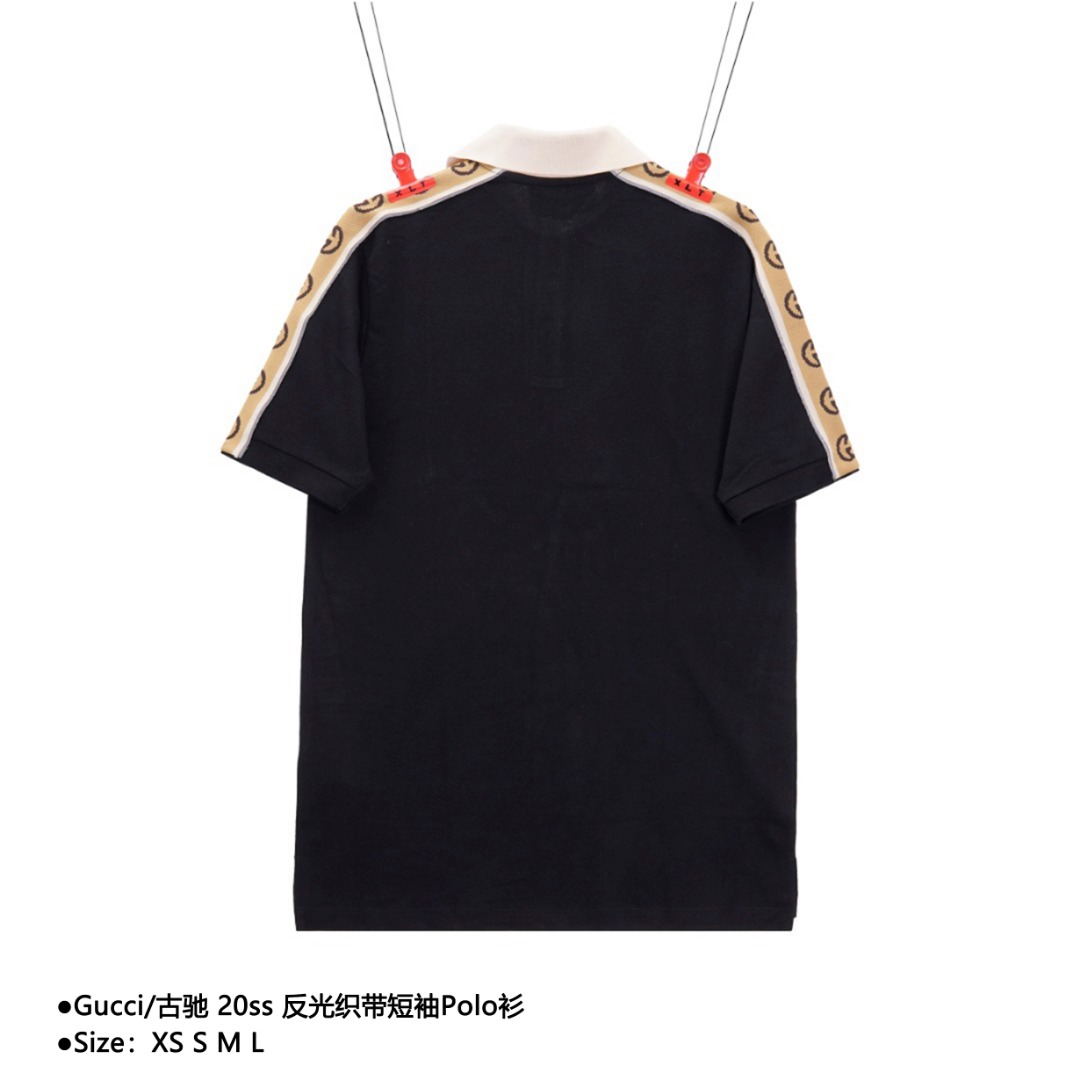 190 Gucci/古驰 20ss 反光织带短袖Polo衫