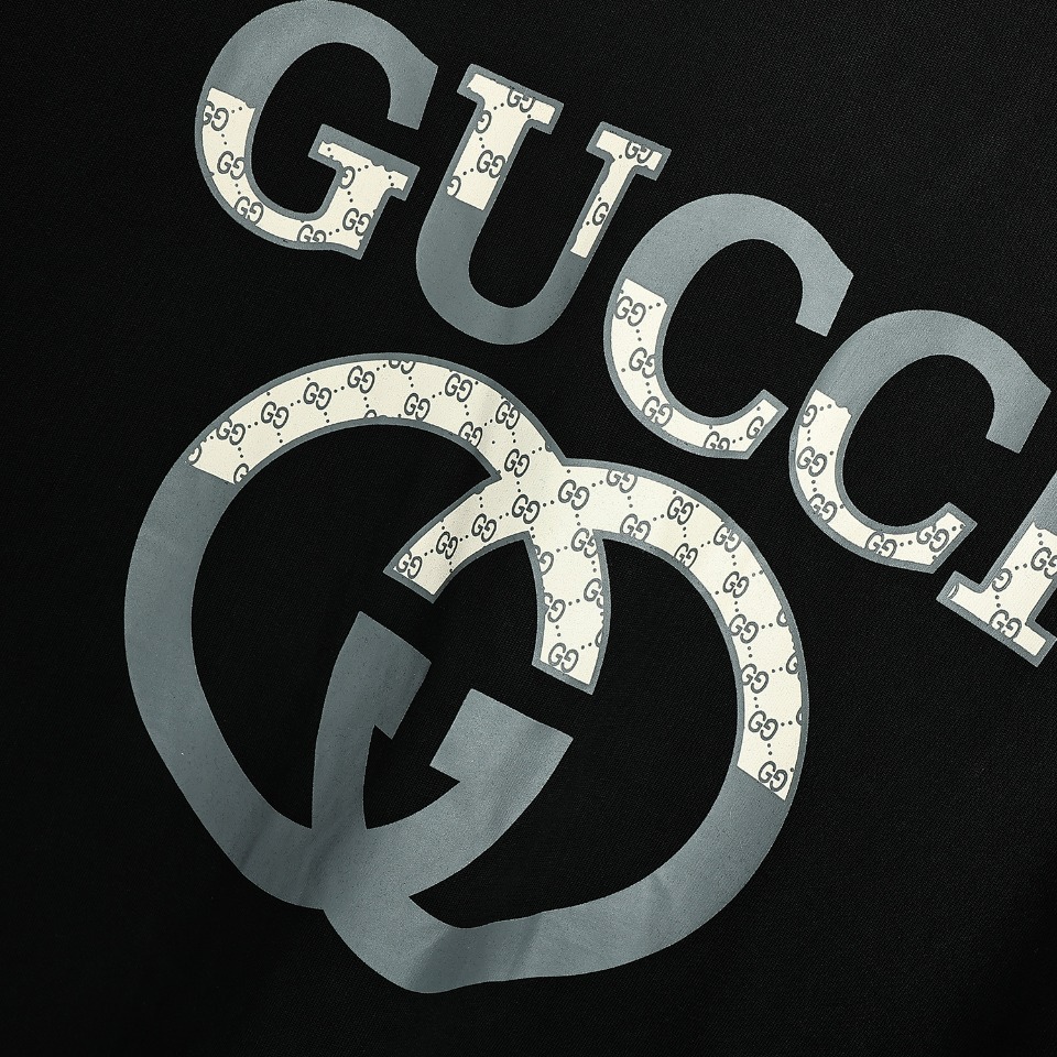 170 GUCCI/古驰 23SS双g互扣老花logo经典情侣款T恤短袖