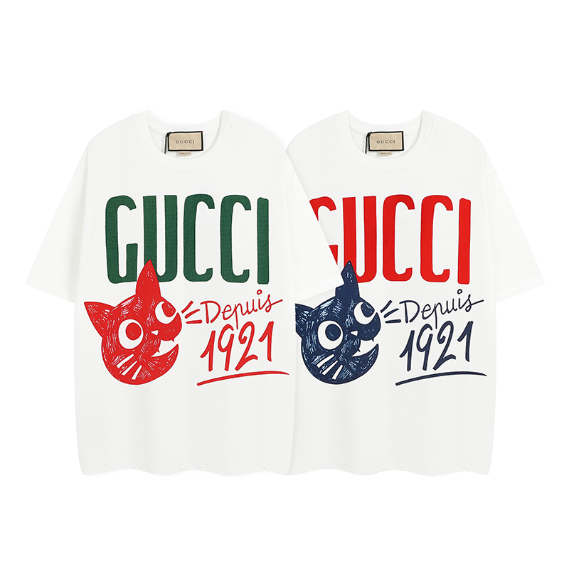 160 GUCci 新款 1921周年 猫咪图案ogoT恤 简约又不失风格的复古