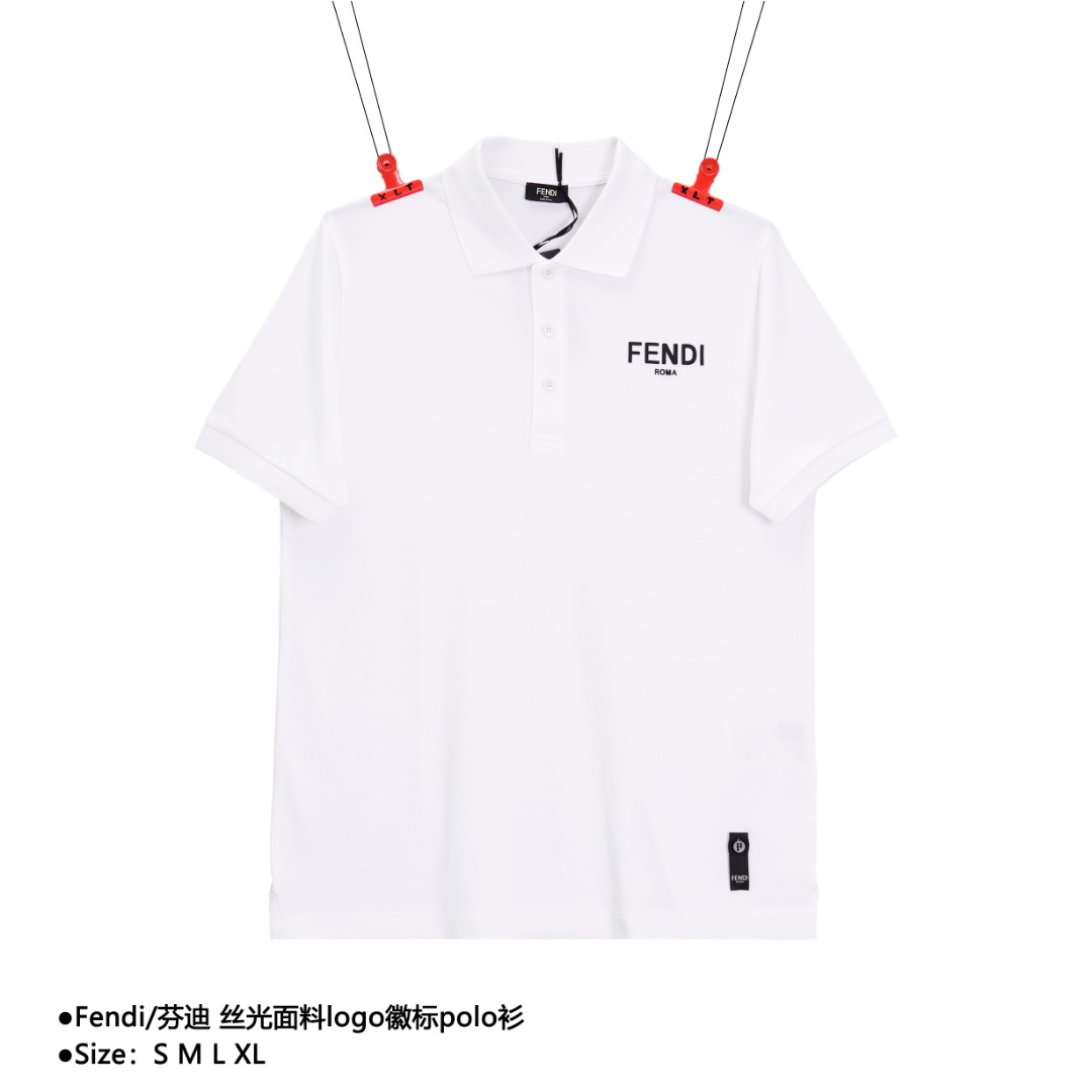 200 Fendi/芬迪 丝光面料logo徽标polo衫