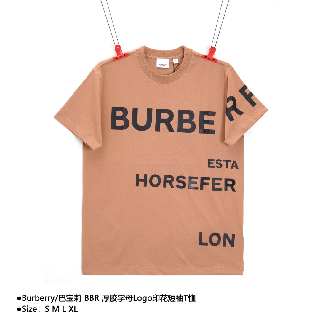 Burberry/巴宝莉 BBR 厚胶字母Logo印花短袖T恤