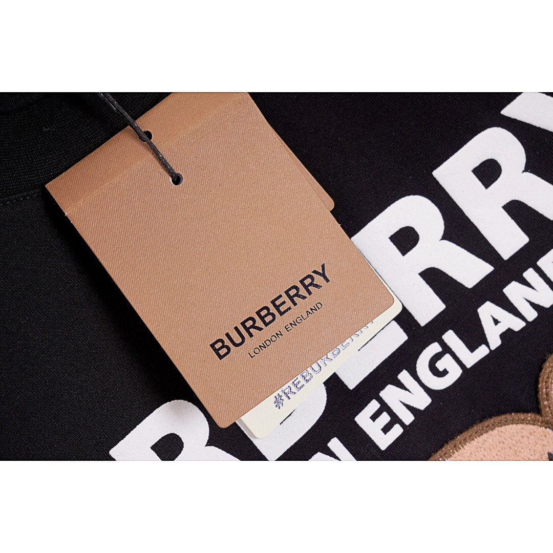 Burberry/巴宝莉 泰迪熊刺绣Logo印花圆领短袖T恤