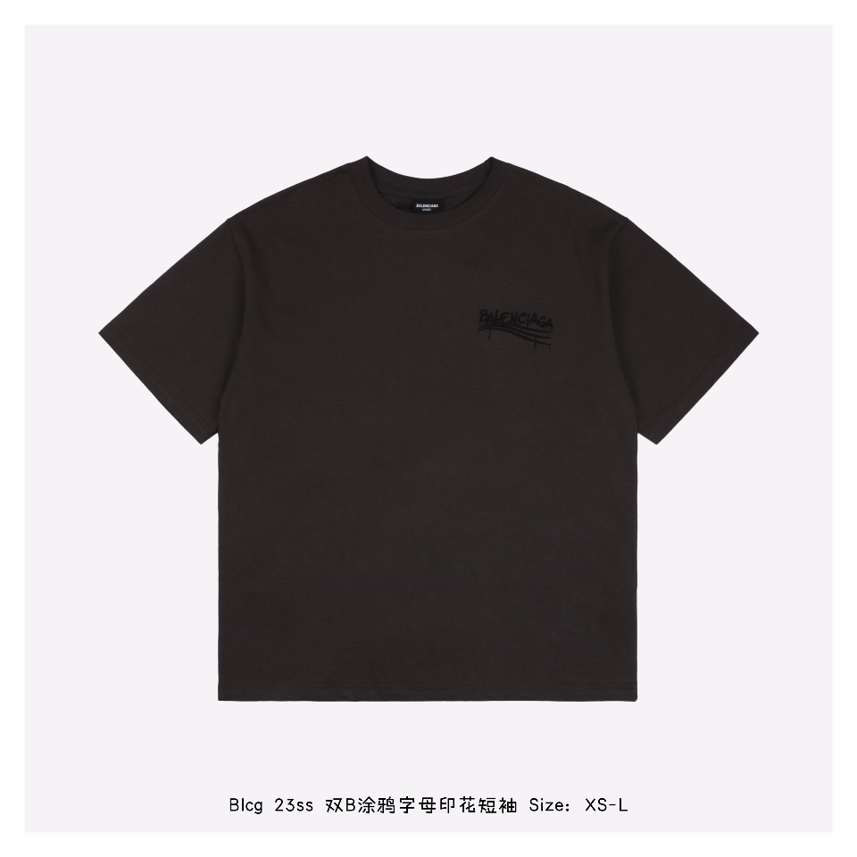 Balenciaga/巴黎世家 23ss 双B涂鸦字母印花短袖