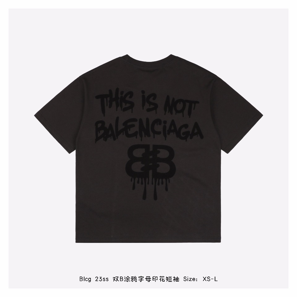 Balenciaga/巴黎世家 23ss 双B涂鸦字母印花短袖