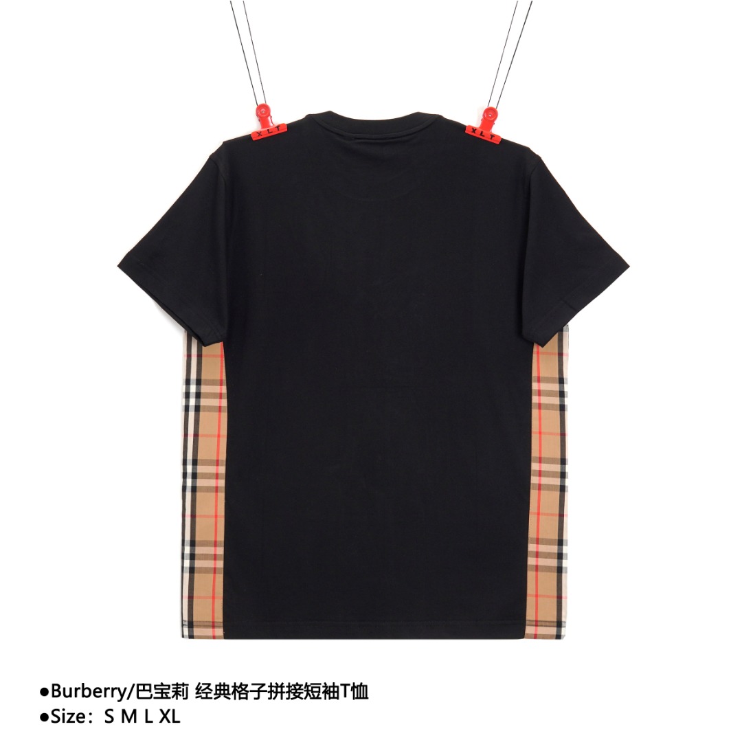 170 Burberry/巴宝莉 经典格子拼接短袖T恤