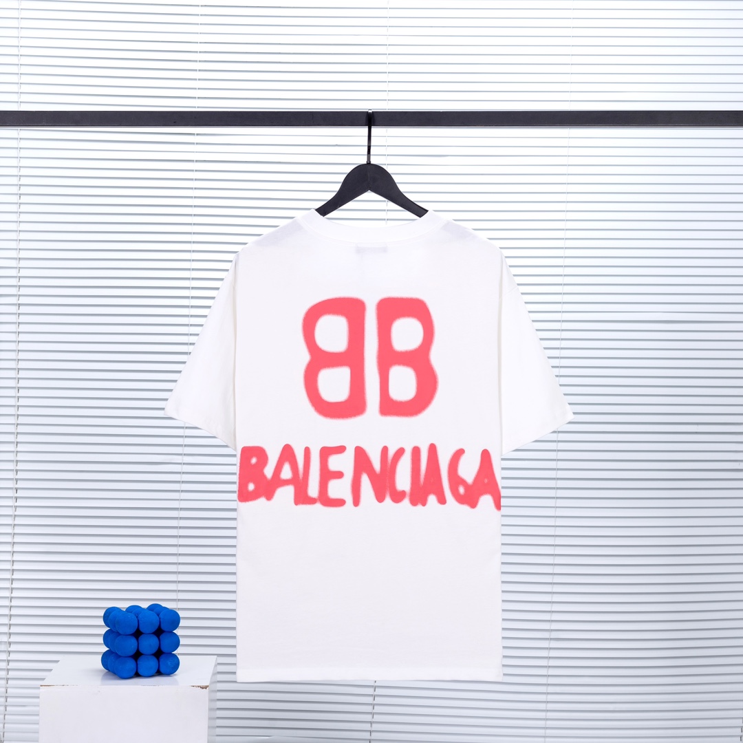 高版本BALENCIAGA/巴黎世家双B夜光涂鸦短袖T恤