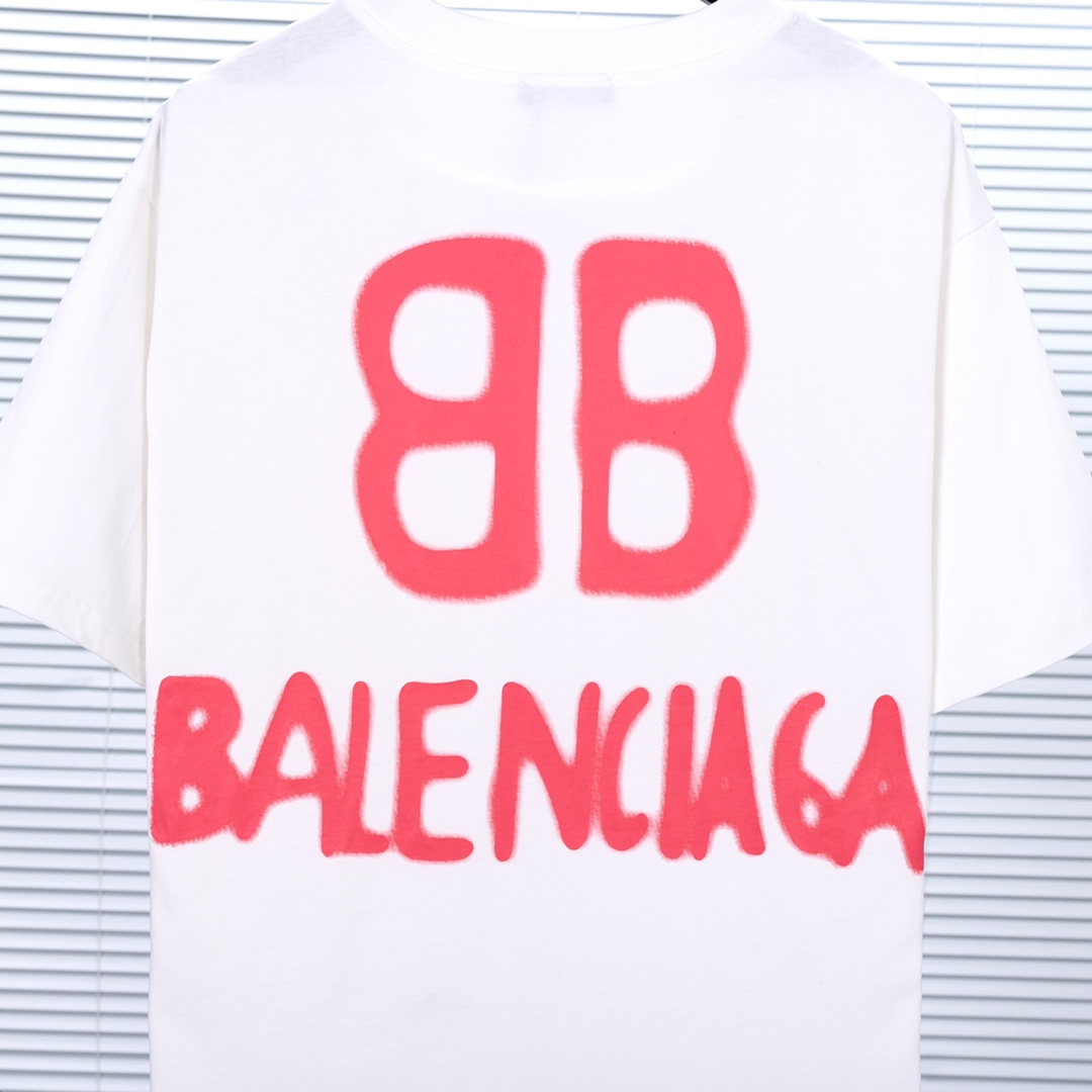 高版本BALENCIAGA/巴黎世家双B夜光涂鸦短袖T恤