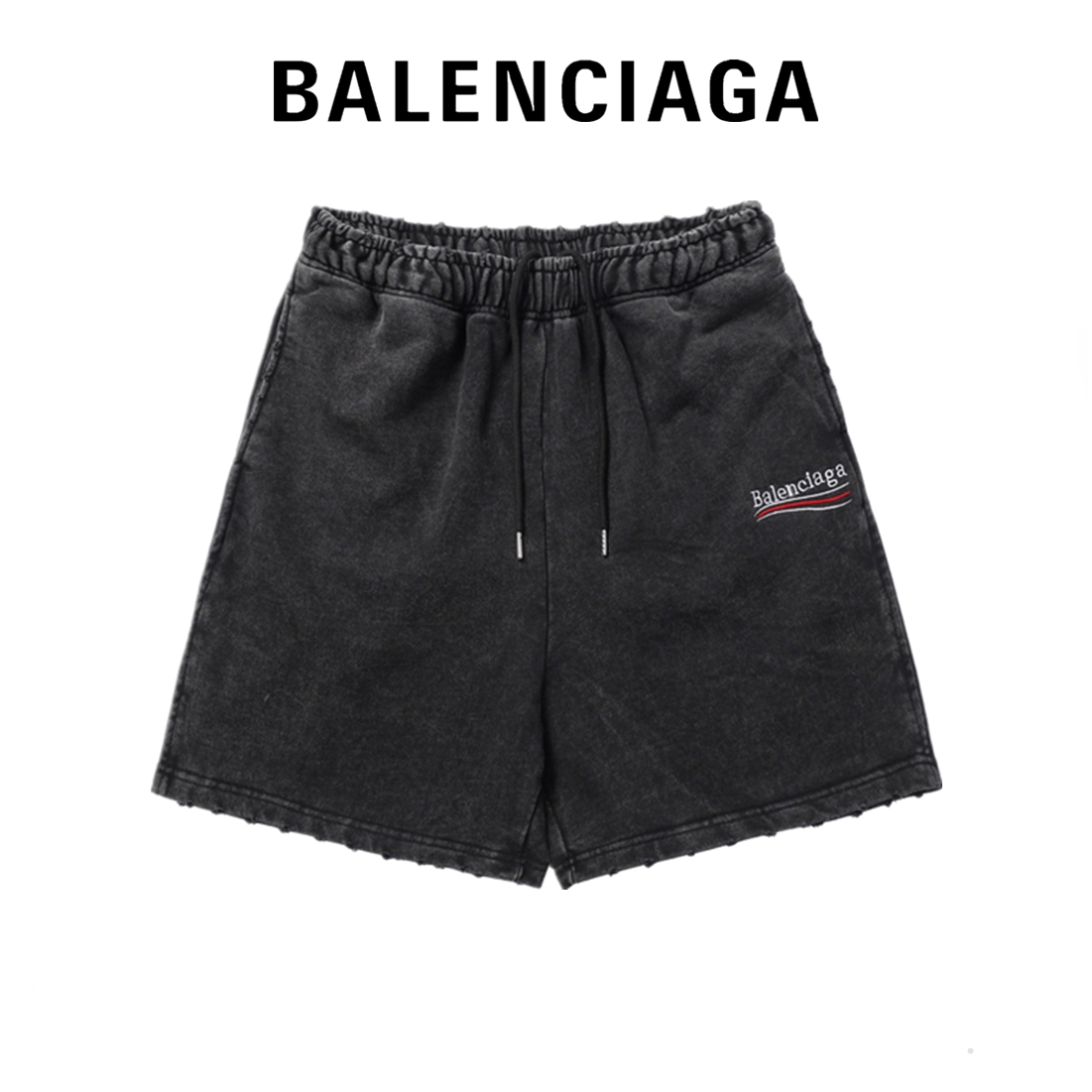 高版本BALENCIGA巴黎世家 水洗破洞做旧刺绣可乐短裤